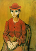 Figura con cappeo rosso, 1965, olio su tela, cm 70x50, Bari, collezione privata